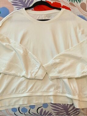 Athleta Cream Ribbed-Neck Pullover
